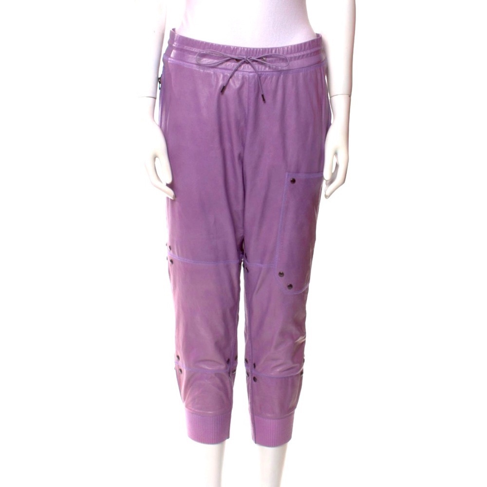 Tom Ford Purple Leather Cropped Pants